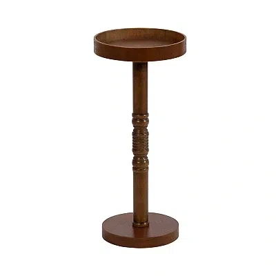 Kirkland's Rustic Brown Round Pine Wood Accent Table