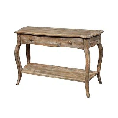 Kirkland's Rustic Brown Wood Curved Console Table