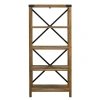 Kirkland's Rustic Oak Metal X Frame Back Bookshelf In Brown