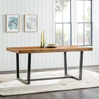 Kirkland's Rustic Oak Wood Dining Table In Brown