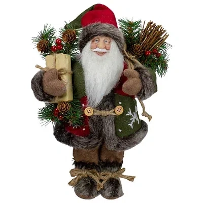 Kirkland's Rustic Santa With Burlap Sack Figurine In Multi