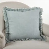 Kirkland's Rustic Teal Ruffled Edge Throw Pillow In Blue