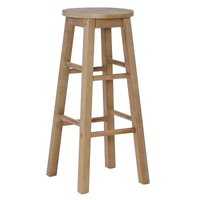 Kirkland's Rustic Wood Pub Classic Backless Bar Stool In Brown