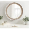 Kirkland's Rustic Wood Round Wall Mirror In White