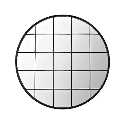 Kirkland's Safavieh Black Metal Grid Frame Round Wall Mirror