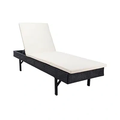 Kirkland's Safavieh Black Wicker Chaise With Beige Cushion
