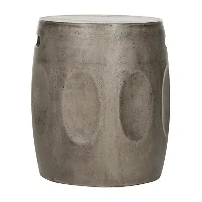 Kirkland's Safavieh Dark Gray Indented Barrel Accent Table
