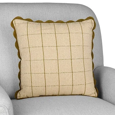 Kirkland's Sage And Tan Plaid Scalloped Pillow In Green