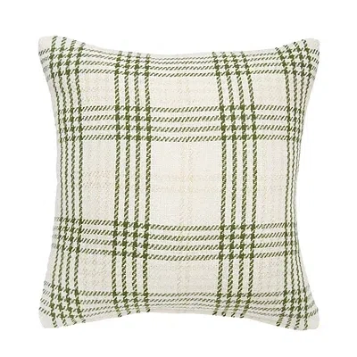 Kirkland's Sage Green And Gold Plaid Pillow In White