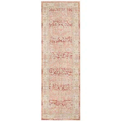 Kirkland's Salmon Vintage Border Runner In Pink