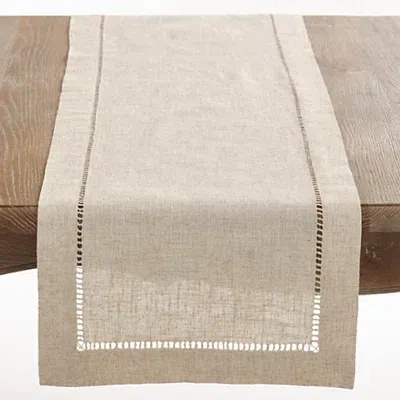 Kirkland's Sand Beige Hemstitch Border Table Runner In Neutral