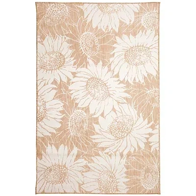 Kirkland's Sand Floral Blooms Outdoor Area Rug In Neutral