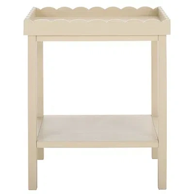 Kirkland's Sand Scalloped Edge Cottage Lilly Accent Table In Neutral
