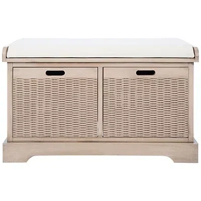 Kirkland's Sand Upholstered Lanie 2-drawer Storage Bench In Brown