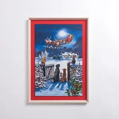 Kirkland's Santa Flying Over Pets Framed Art Print In Multi