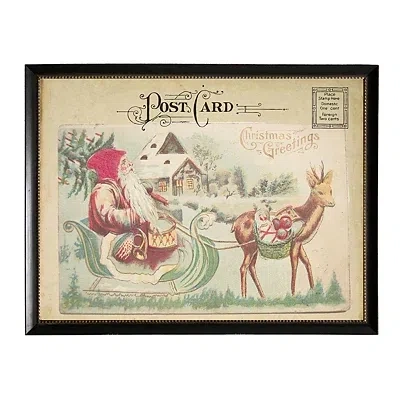 Kirkland's Santa Sleigh Post Card Christmas Art Print In Multi