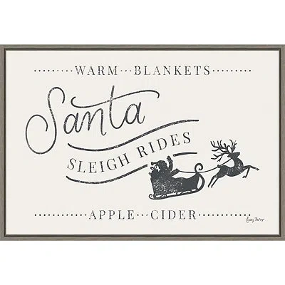 Kirkland's Santa Sleigh Rides Gray Framed Canvas Art Print In Multi