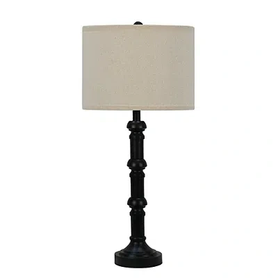 Kirkland's Satin Black Stacked Column Table Lamp In Multi