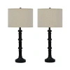 Kirkland's Satin Black Stacked Column Table Lamps In Multi