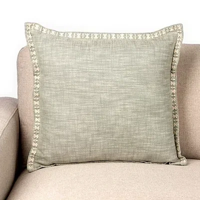 Kirkland's Satin Stitch Trim Pillow In Green