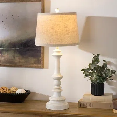 Kirkland's Savannah Spindle Table Lamp In White