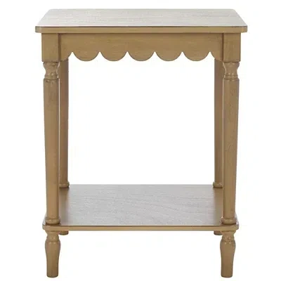 Kirkland's Scalloped Brown Wood Cottage Accent Table