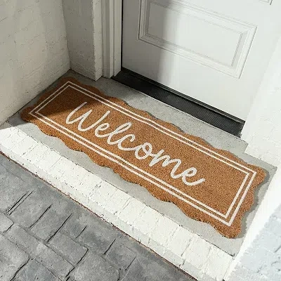 Kirkland's Scalloped Edge Welcome Doormat In Brown