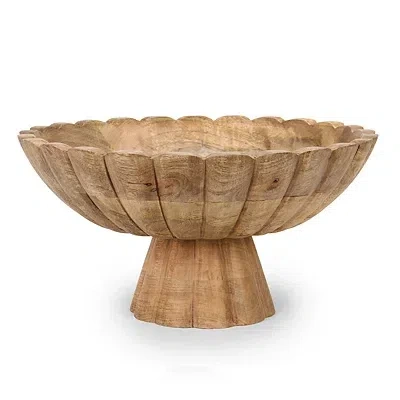Kirkland's Scalloped Mango Wood Bowl In Brown