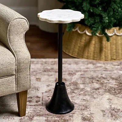 Kirkland's Scalloped Marble Cocktail Table In White