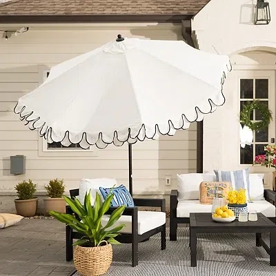 Kirkland's Scalloped Outdoor Umbrella In White