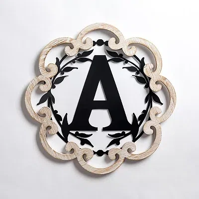 Kirkland's Scalloped Wood & Metal Monogram A Wall Plaque In Multi