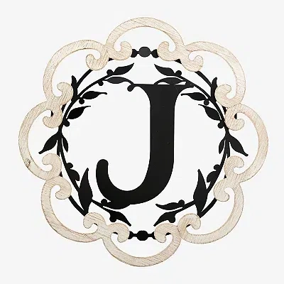 Kirkland's Scalloped Wood & Metal Monogram J Wall Plaque In Multi