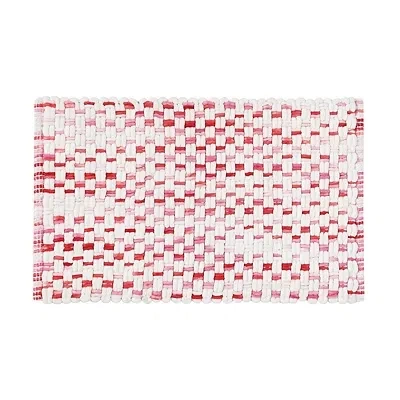Kirkland's Scout Pink And White Braided Bath Rug In Red