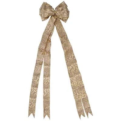 Kirkland's Scroll Burlap Bow Tree Topper In Nude