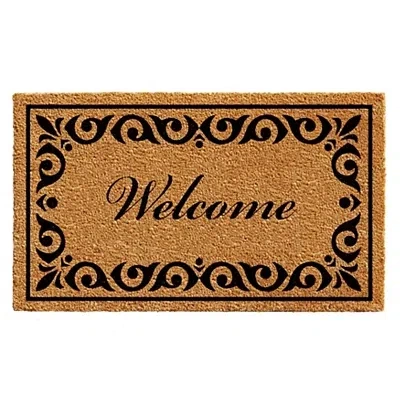 Kirkland's Scroll Welcome Doormat In Brown