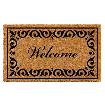 Kirkland's Scroll Welcome Doormat In Brown
