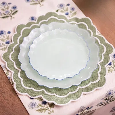 Kirkland's Seafoam Glass Scalloped Salad Plate In Green