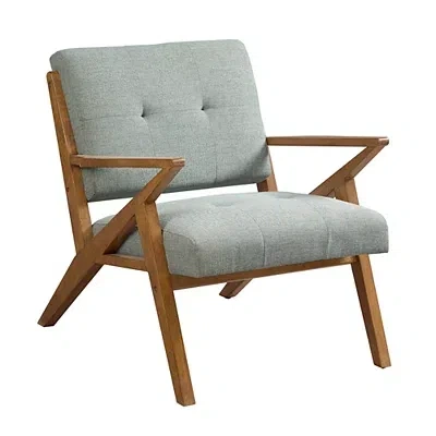 Kirkland's Seafoam Upholstered Angled Wood Frame Armchair In Gray
