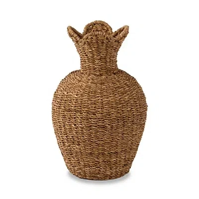 Kirkland's Seagrass Scalloped Edge Floor Vase In Brown