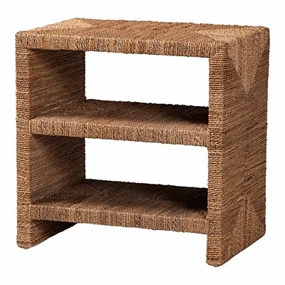Kirkland's Seagrass Wrapped Open Shelves Accent Table In Brown
