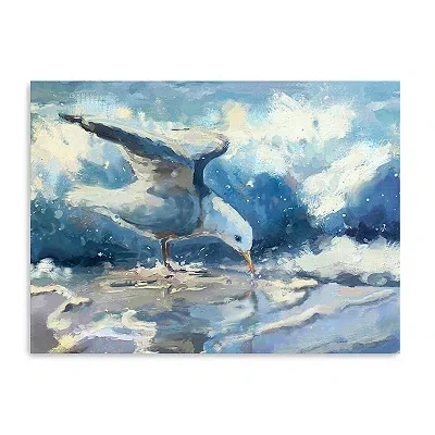 Kirkland's Seagull And Waves Canvas Art Print In Blue
