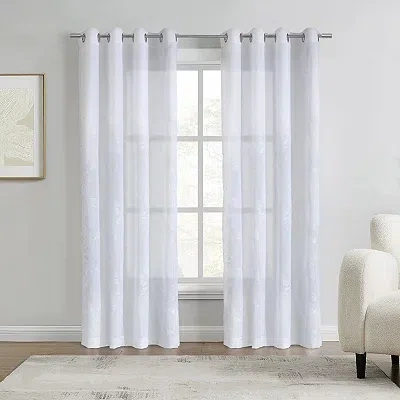 Kirkland's Selina Sheer Leaves Grommet Curtain Panel In White