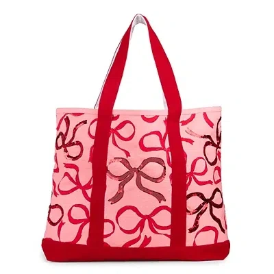 Kirkland's Sequin Bows Canvas Tote In Multi