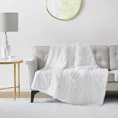 Kirkland's Serta White Shaggy Faux Fur Heated Throw