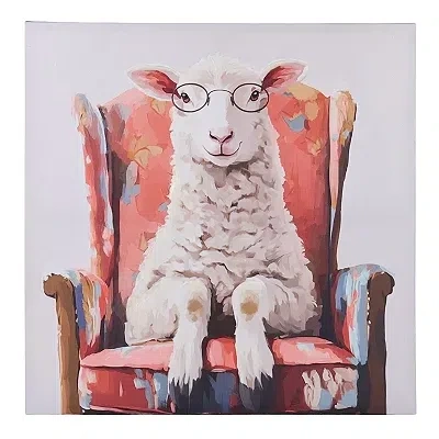 Kirkland's Sheep In An Armchair Canvas Art Print In Multi