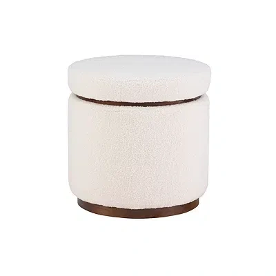 Kirkland's Sherpa Upholstered Storage Ottoman In White