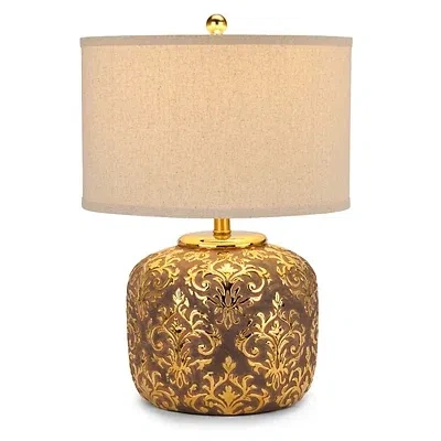 Kirkland's Shimmer Damask Lillian Table Lamp In Gold