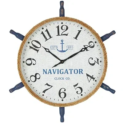 Kirkland's Ship Wheel Wood And Rope Wall Clock In White
