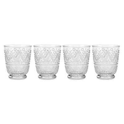 Kirkland's Short Clear Embossed Glass Tumblers In Transparent