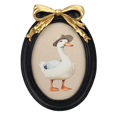 Kirkland's Silly Goose Bow Oval Framed Art Print In Multi